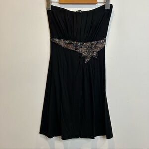 Sky Top Beaded Strapless Top Black Flowy Y2K